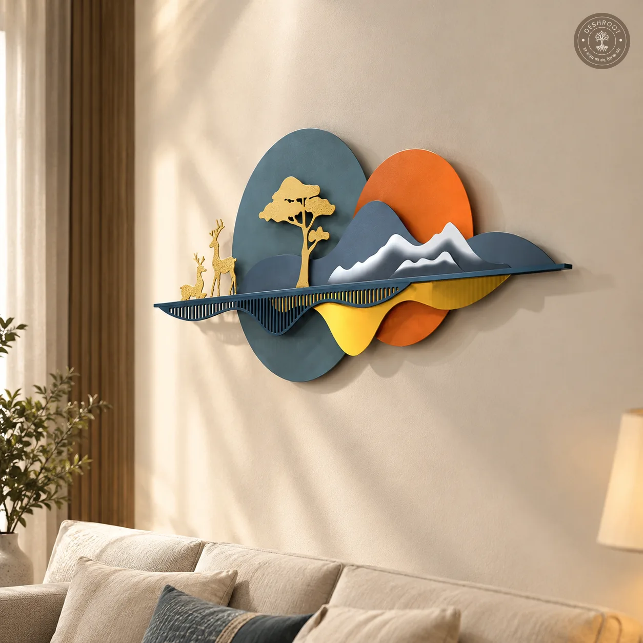Golden Deer Metal Wall Art