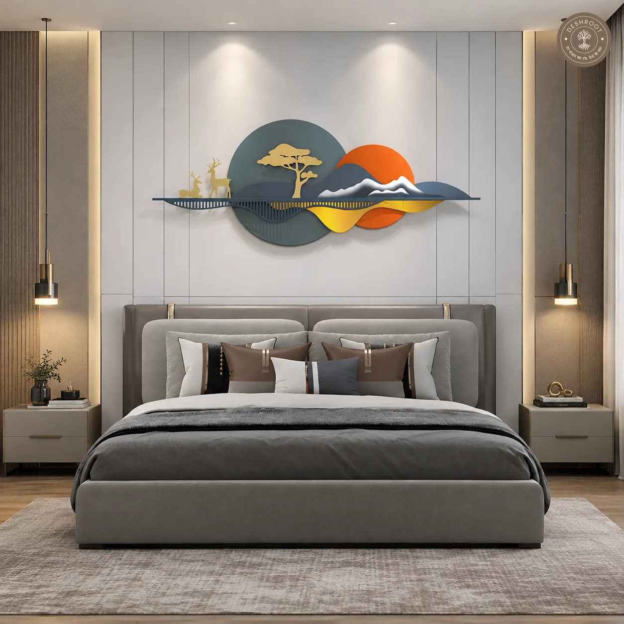 Golden Deer Metal Wall Art