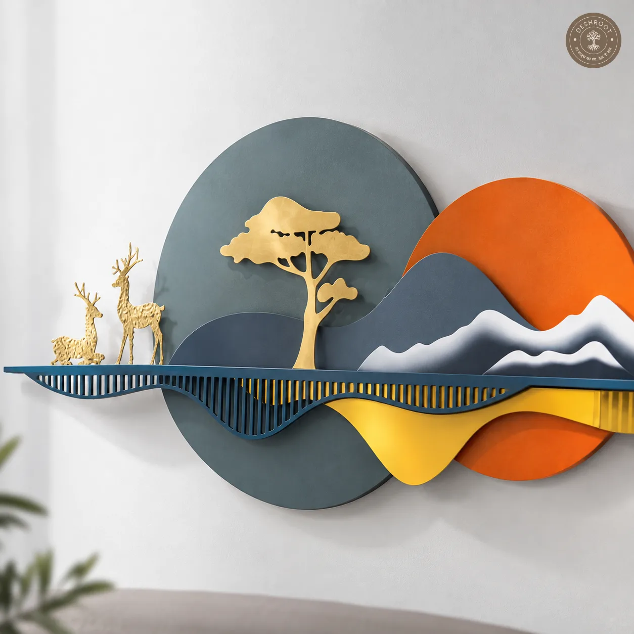 Golden Deer Metal Wall Art