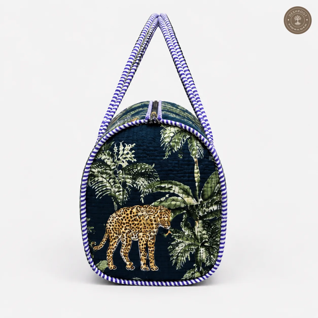 Handcrafted Quilted Jungle Safari Cotton Duffel Bag