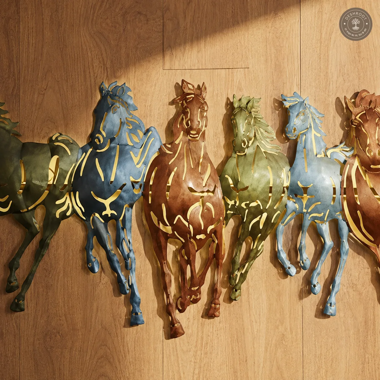 Seven Horses LED Metal Wall Art