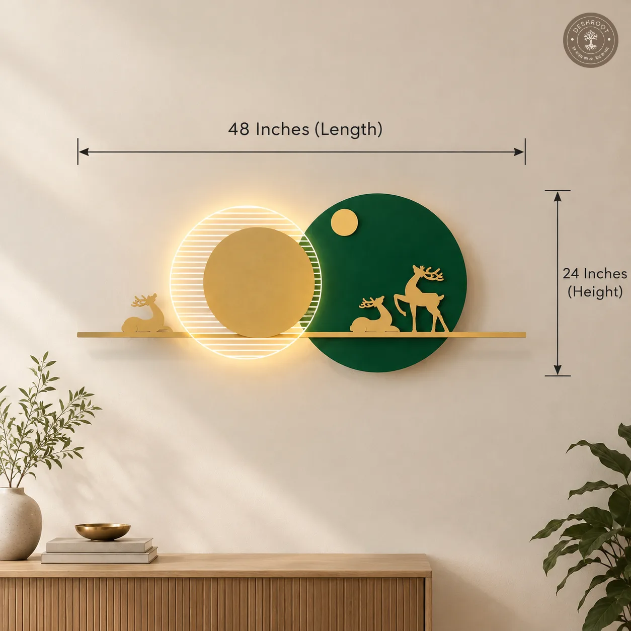 Green Deer LED Metal Wall Art