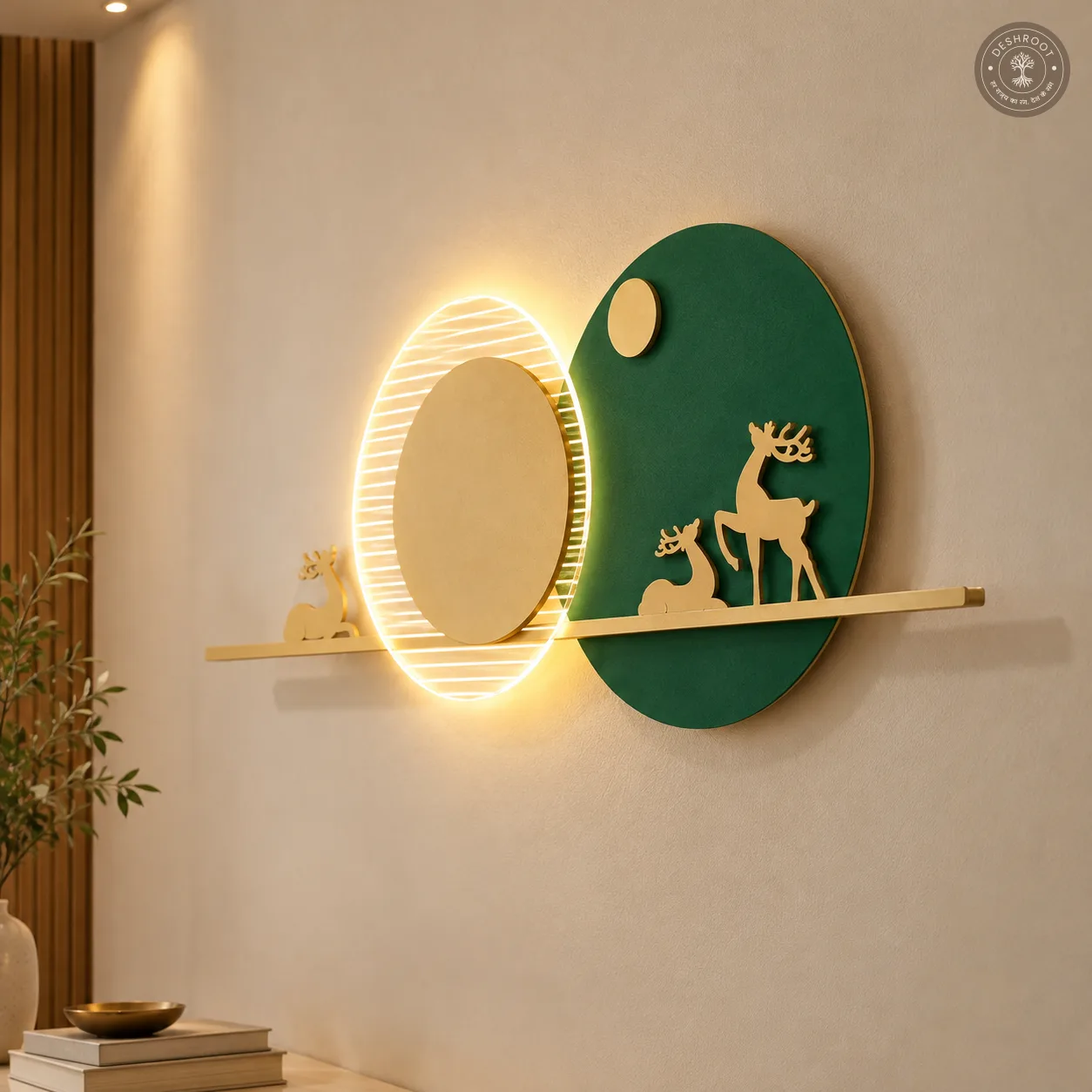 Green Deer LED Metal Wall Art