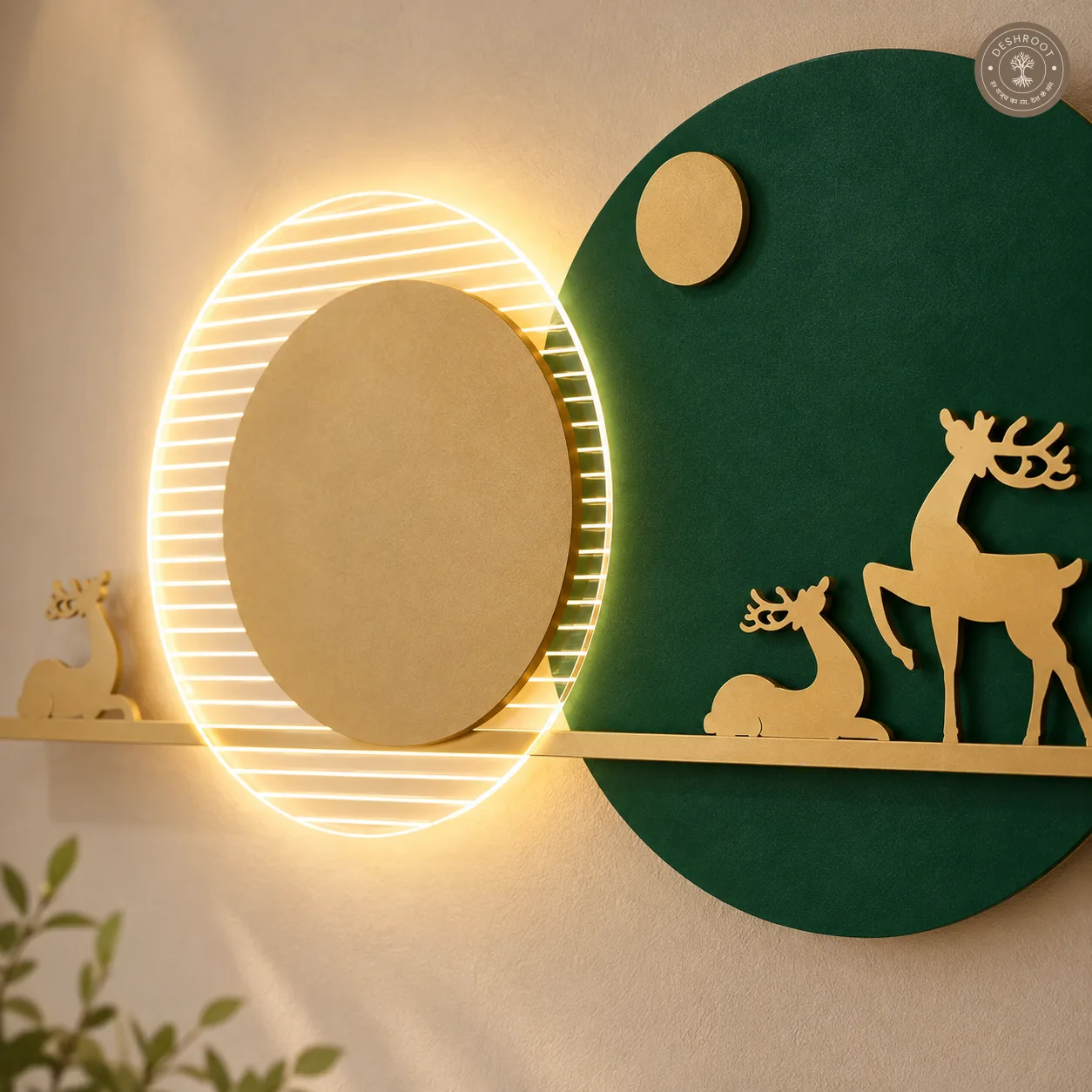 Green Deer LED Metal Wall Art