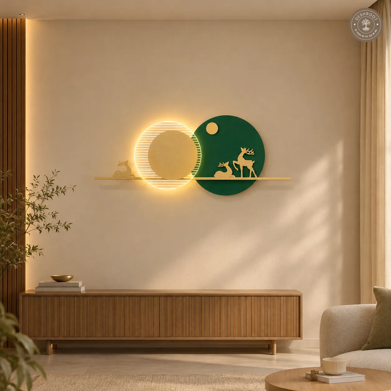 Green Deer LED Metal Wall Art