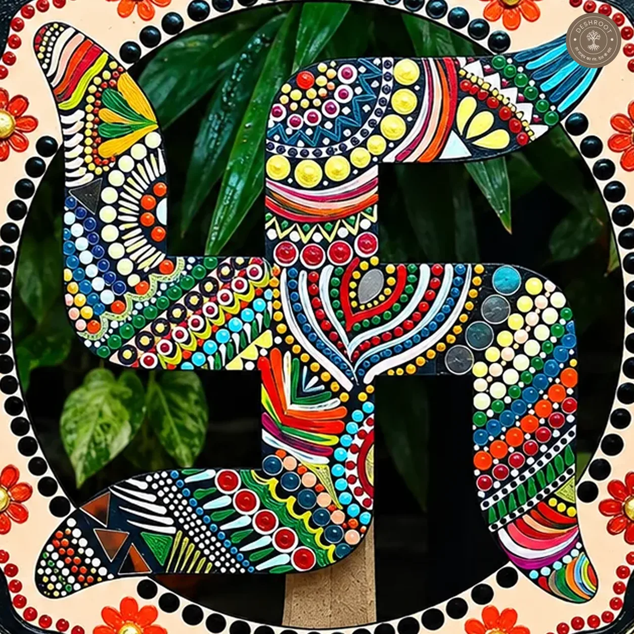 Swastik Dot Mandala 12 inch wall hanging
