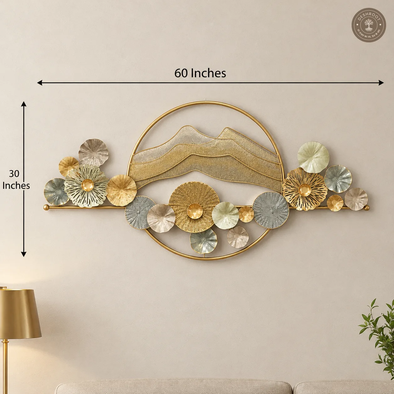 Golden Mountain Metal Wall Art