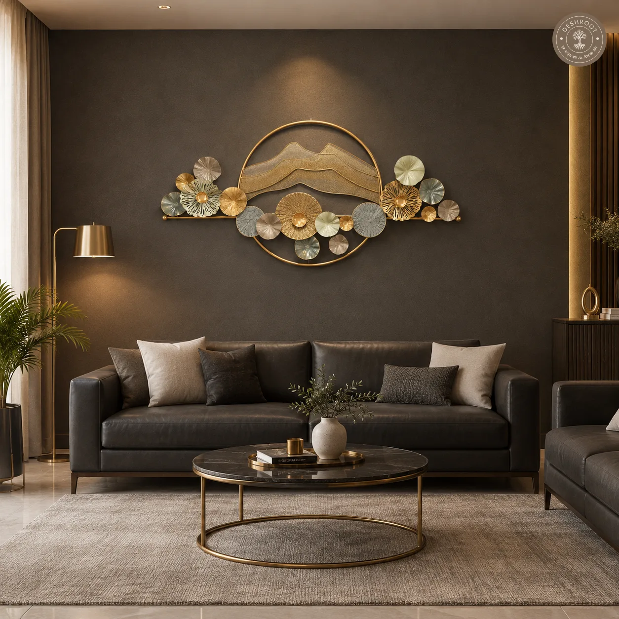 Golden Mountain Metal Wall Art