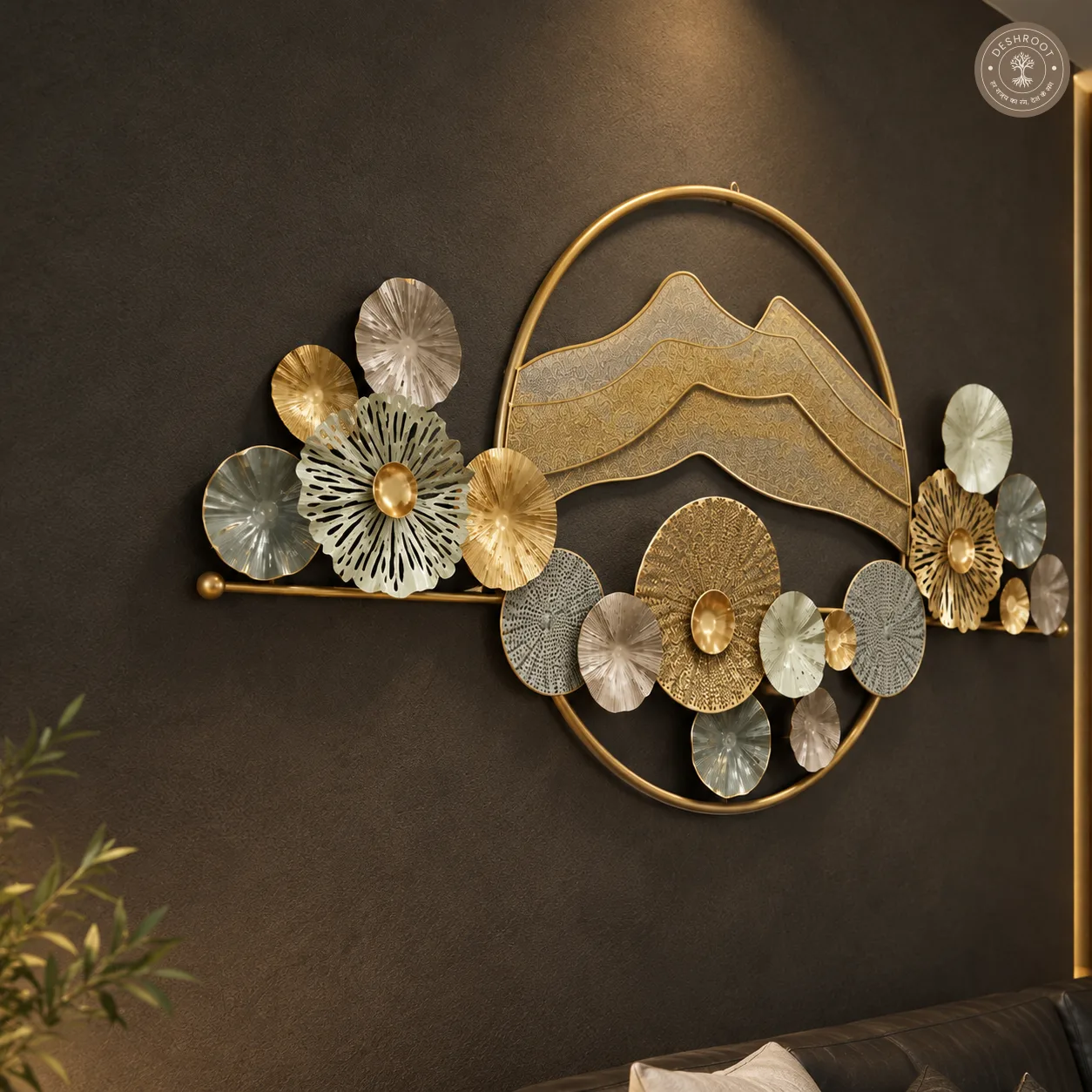 Golden Mountain Metal Wall Art