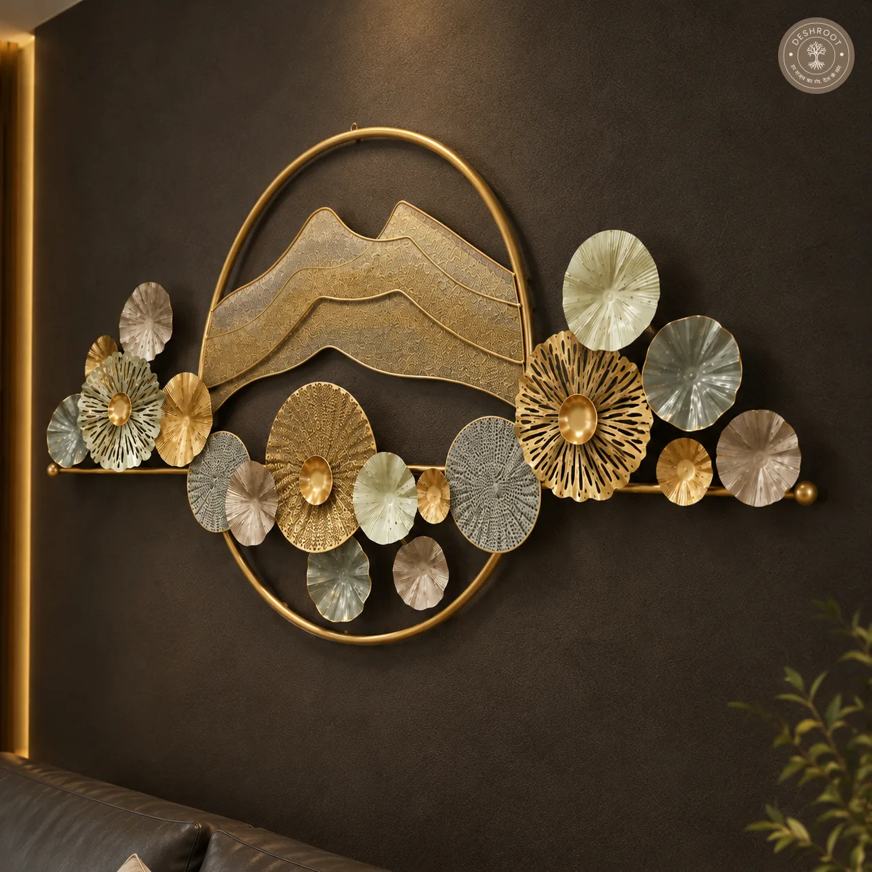 Golden Mountain Metal Wall Art