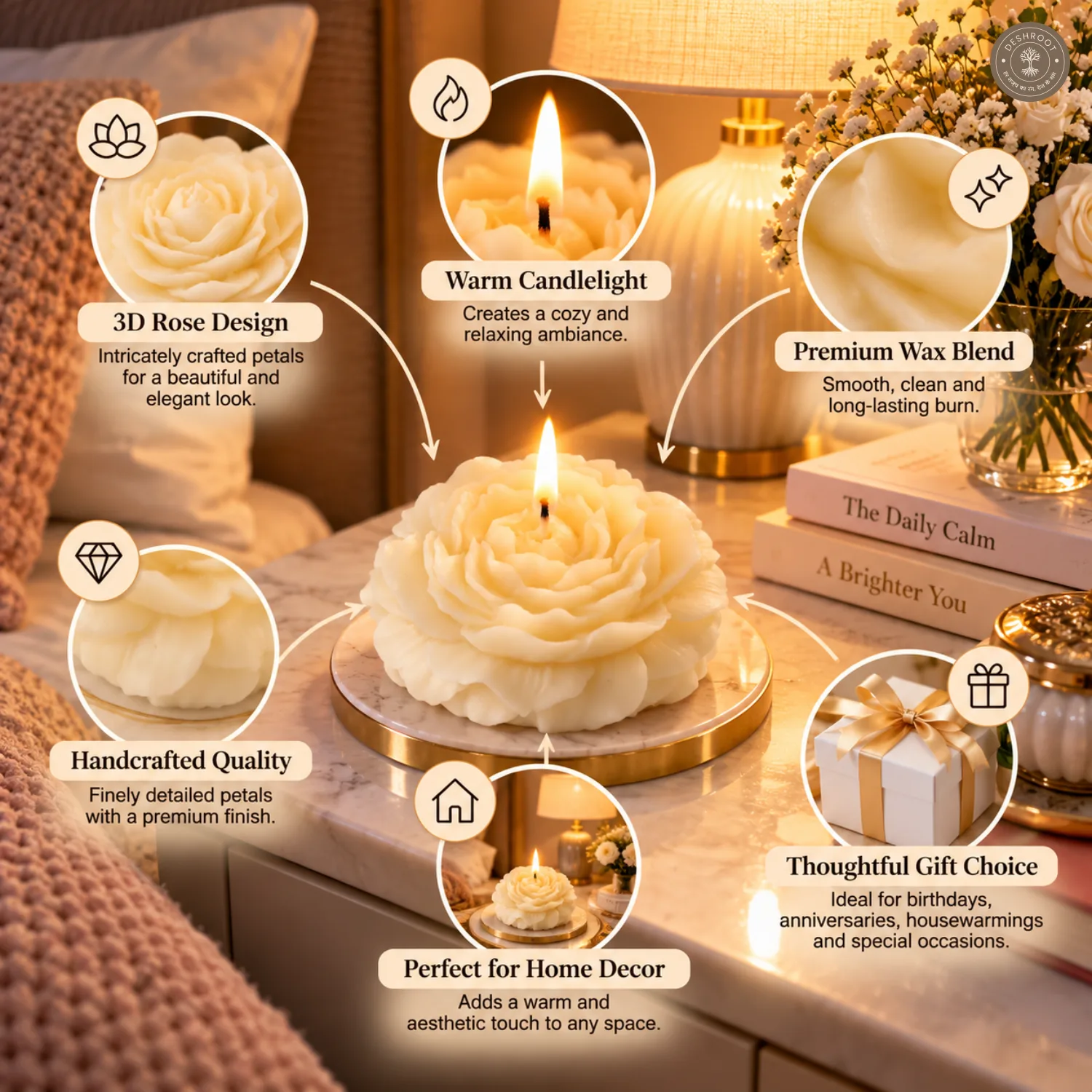 Luxury Peony Charm Candle