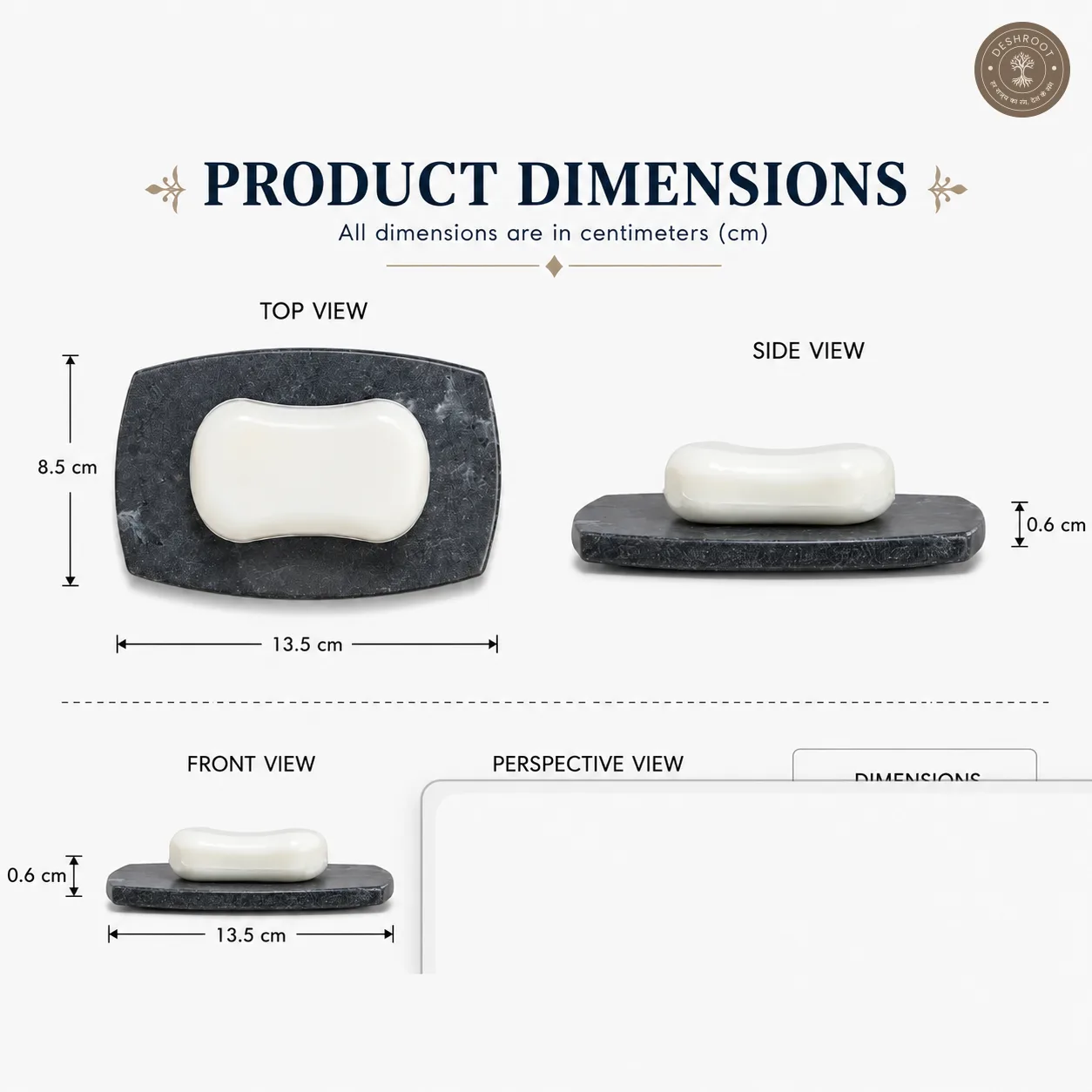 Handcrafted Agra Marble Craft Midnight Slate Marble Soap Dish Tray