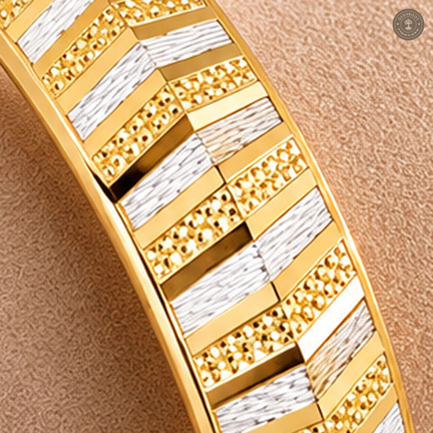 Dual-Tone Chevron Pattern Bangle