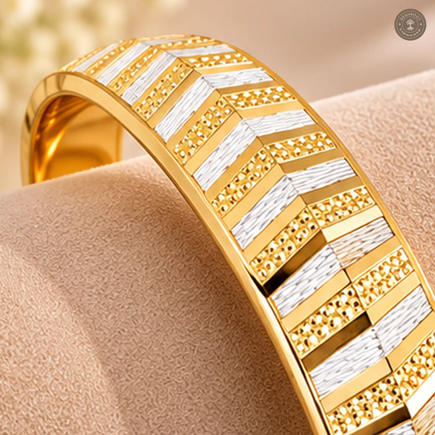 Dual-Tone Chevron Pattern Bangle