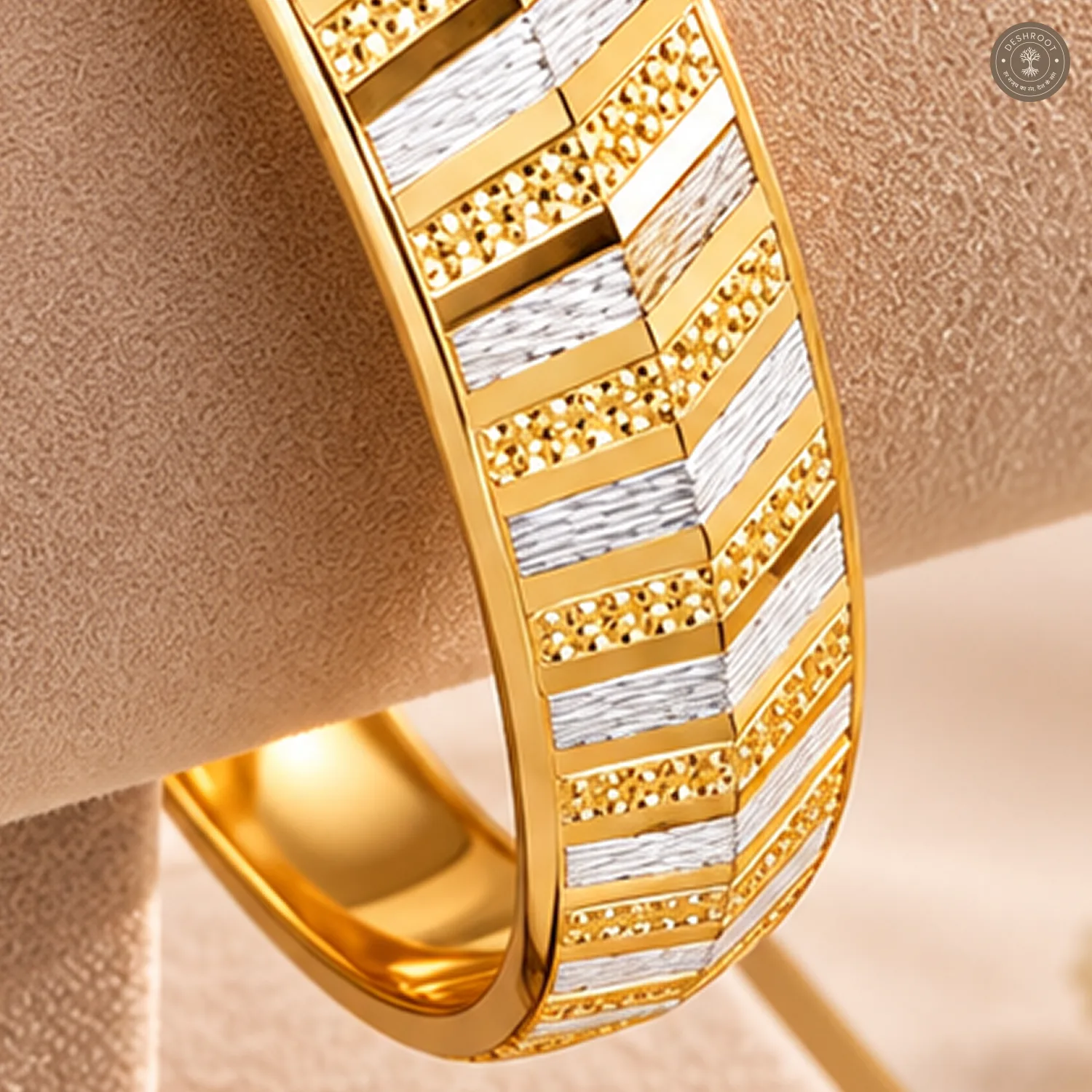 Dual-Tone Chevron Pattern Bangle