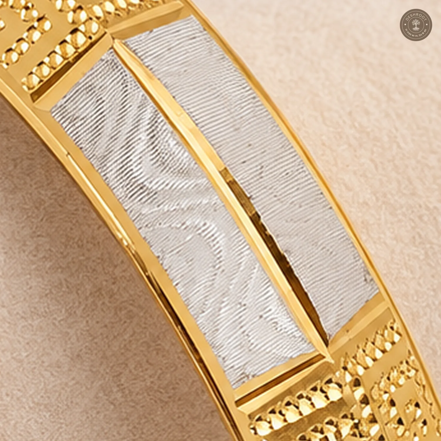 Dual-Tone Greek Key Pattern Bangle
