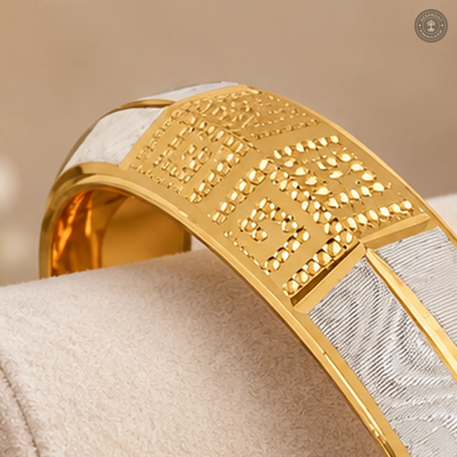 Dual-Tone Greek Key Pattern Bangle