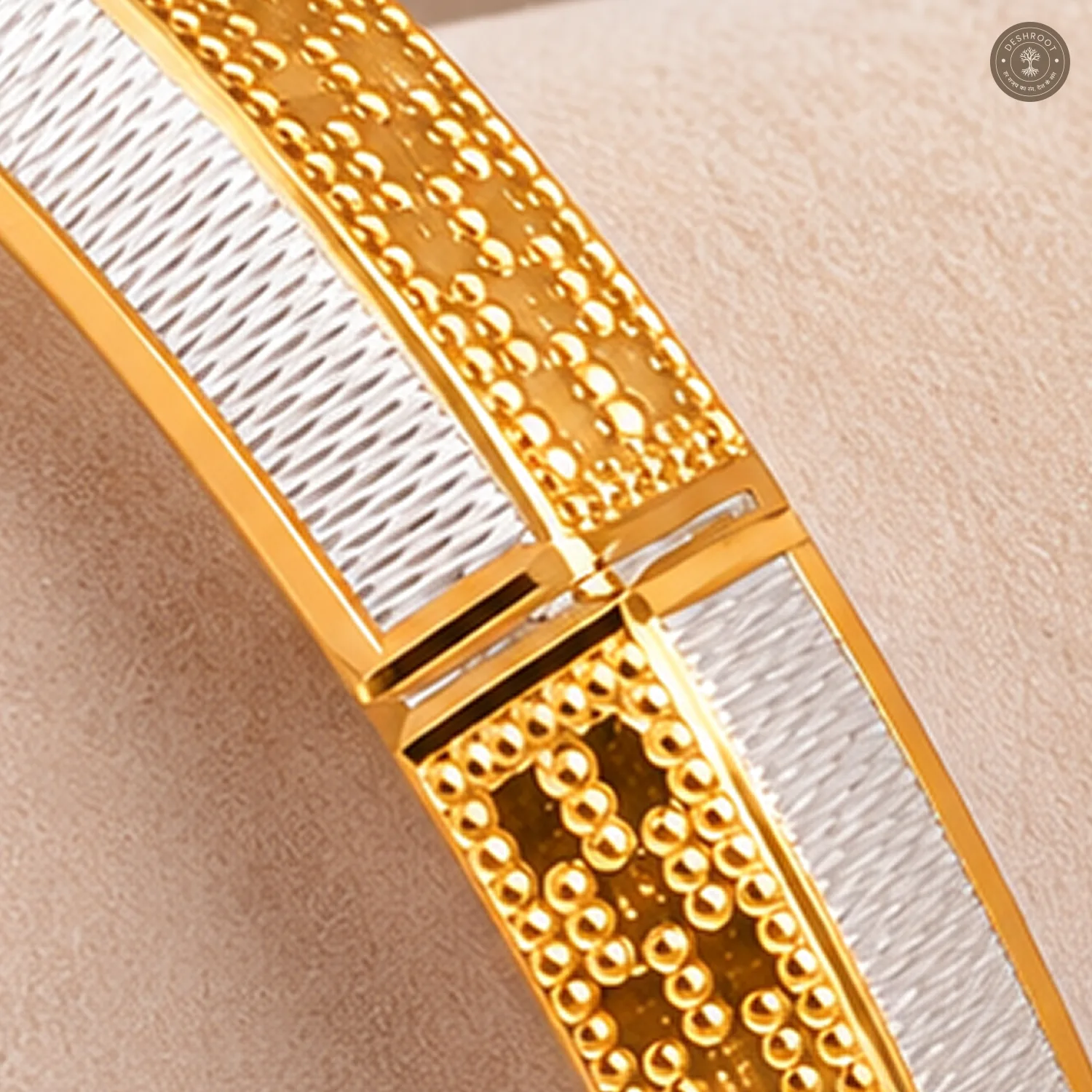 Dual-Tone Beaded Panel Segment Bangle