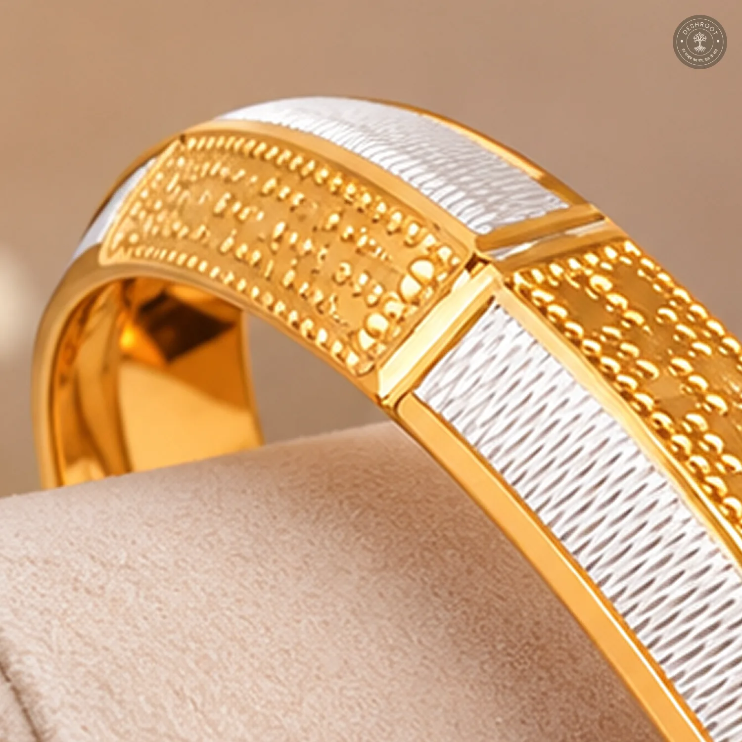 Dual-Tone Beaded Panel Segment Bangle