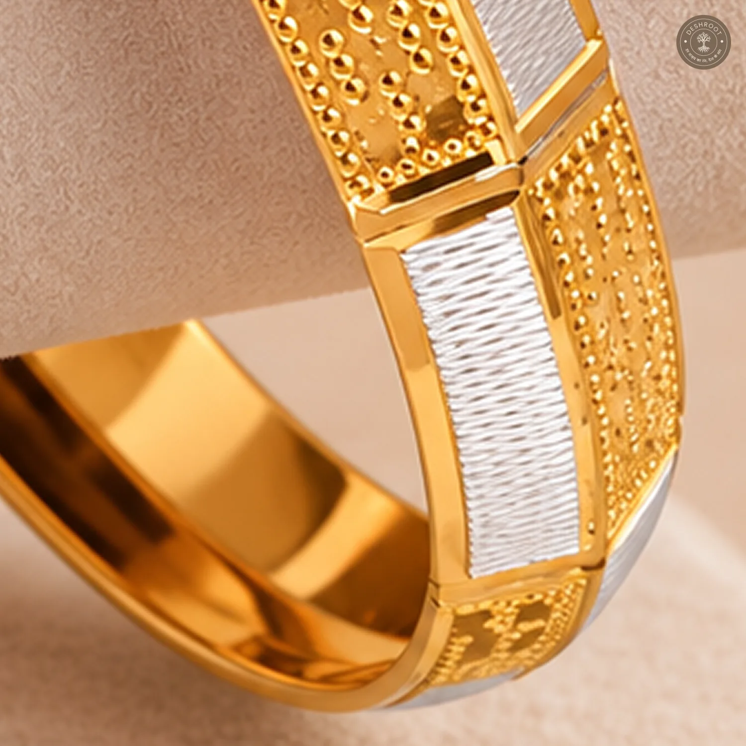 Dual-Tone Beaded Panel Segment Bangle