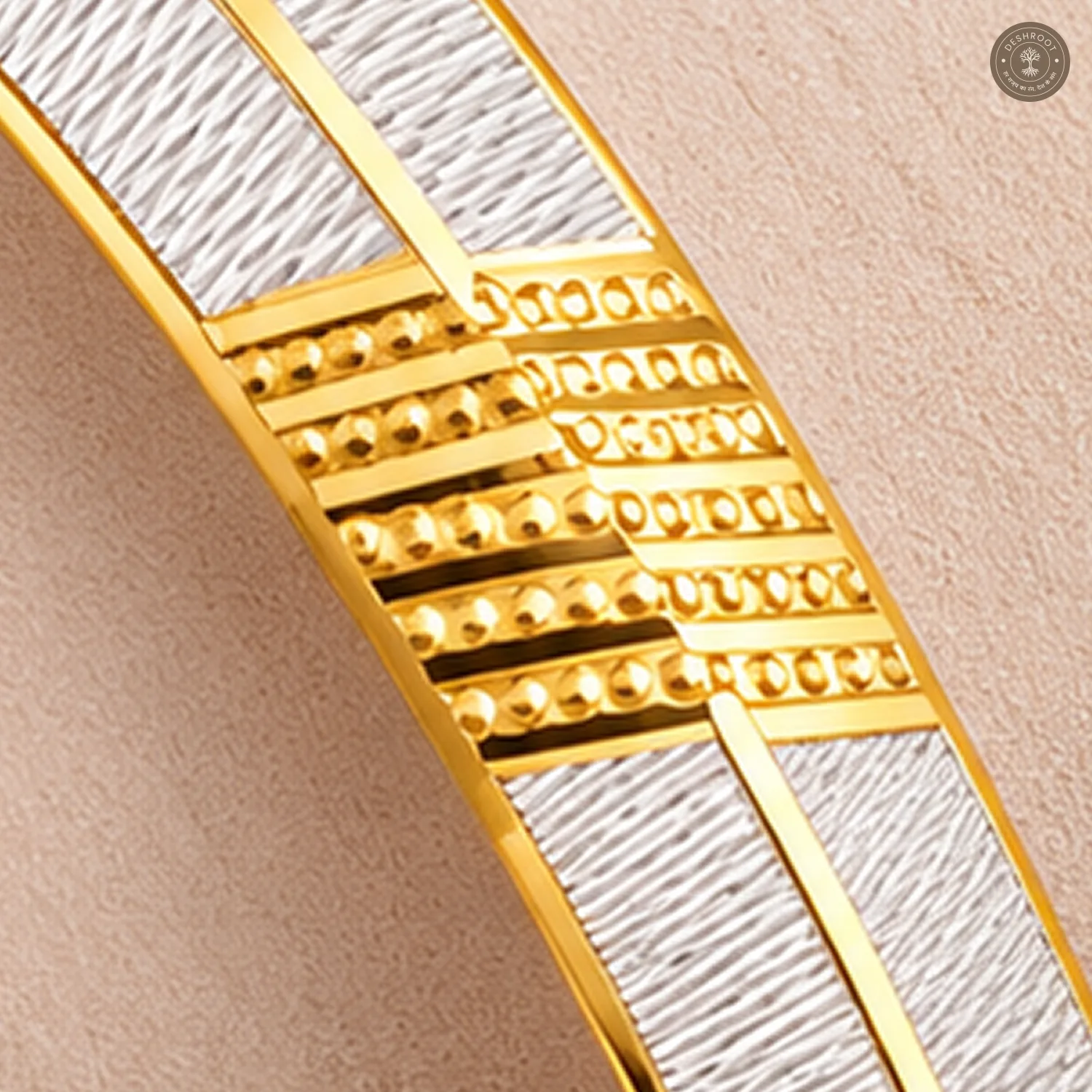 Dual-Tone Dotted Line Block Bangle