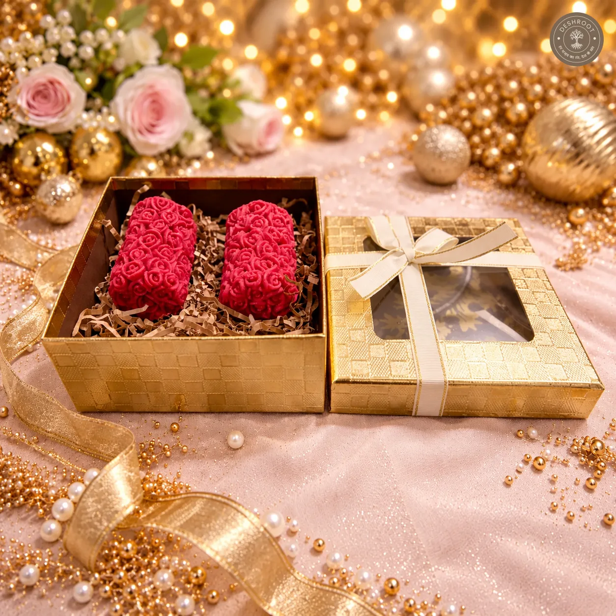 Luxury Rose Carved Pillar Candles – Romantic Decorative Scented Candles