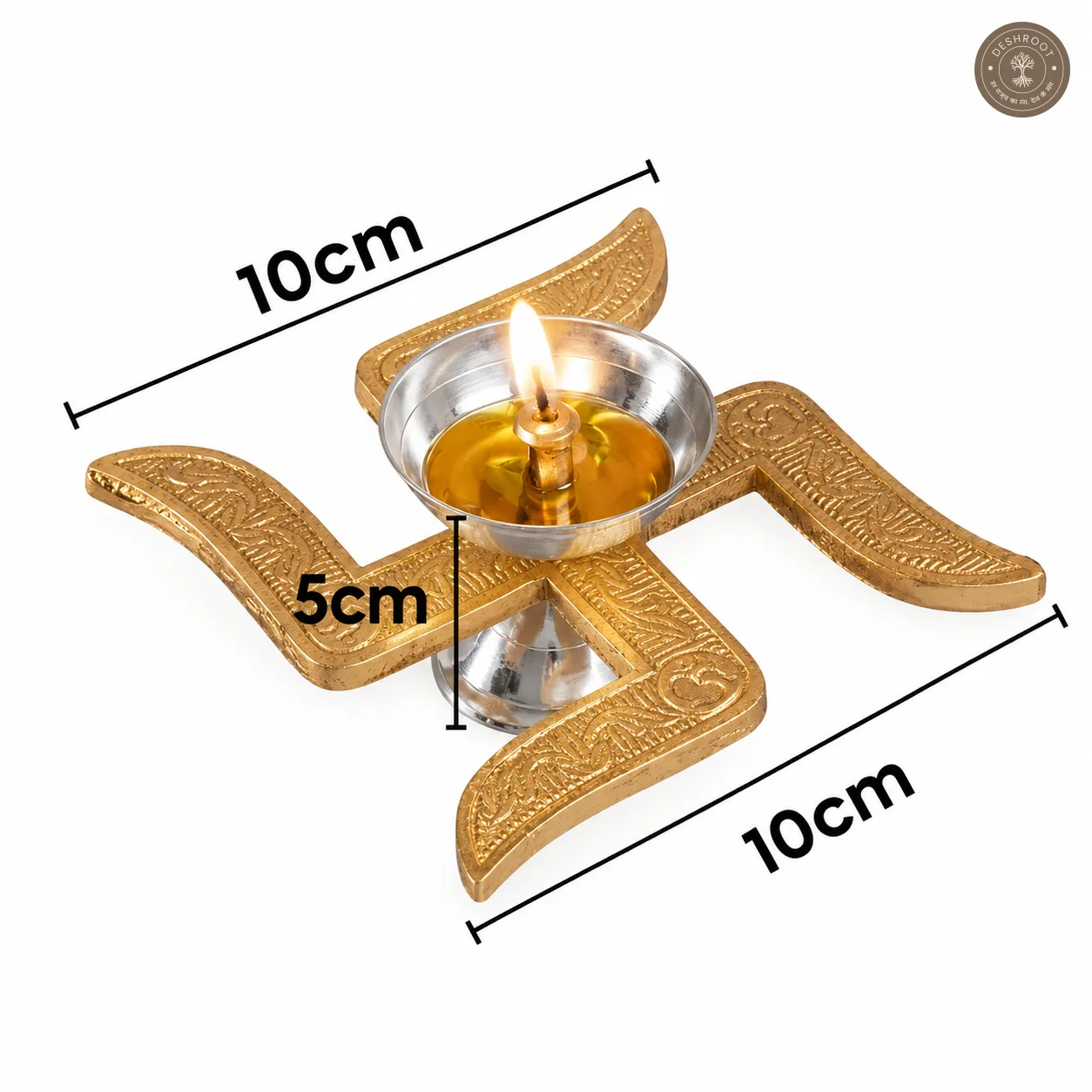 Golden Swastik Decorative Diya for Pooja