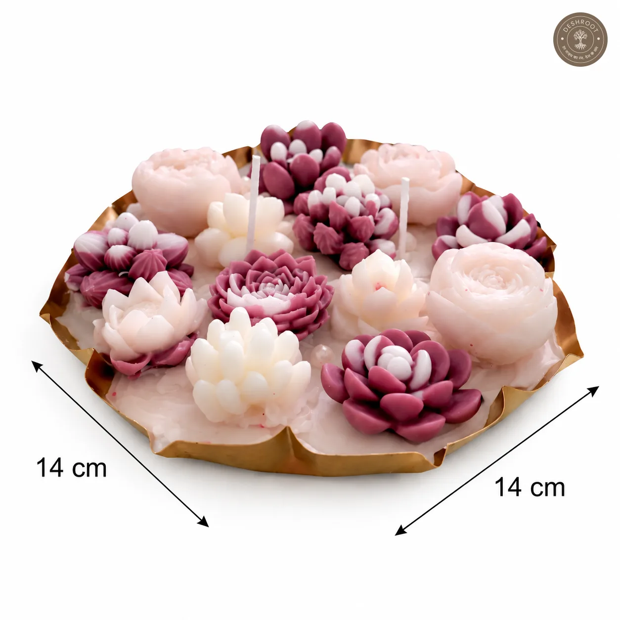 Handcrafted Floral Urli Candle – Decorative Wax Bowl with Rose & Lotus Design