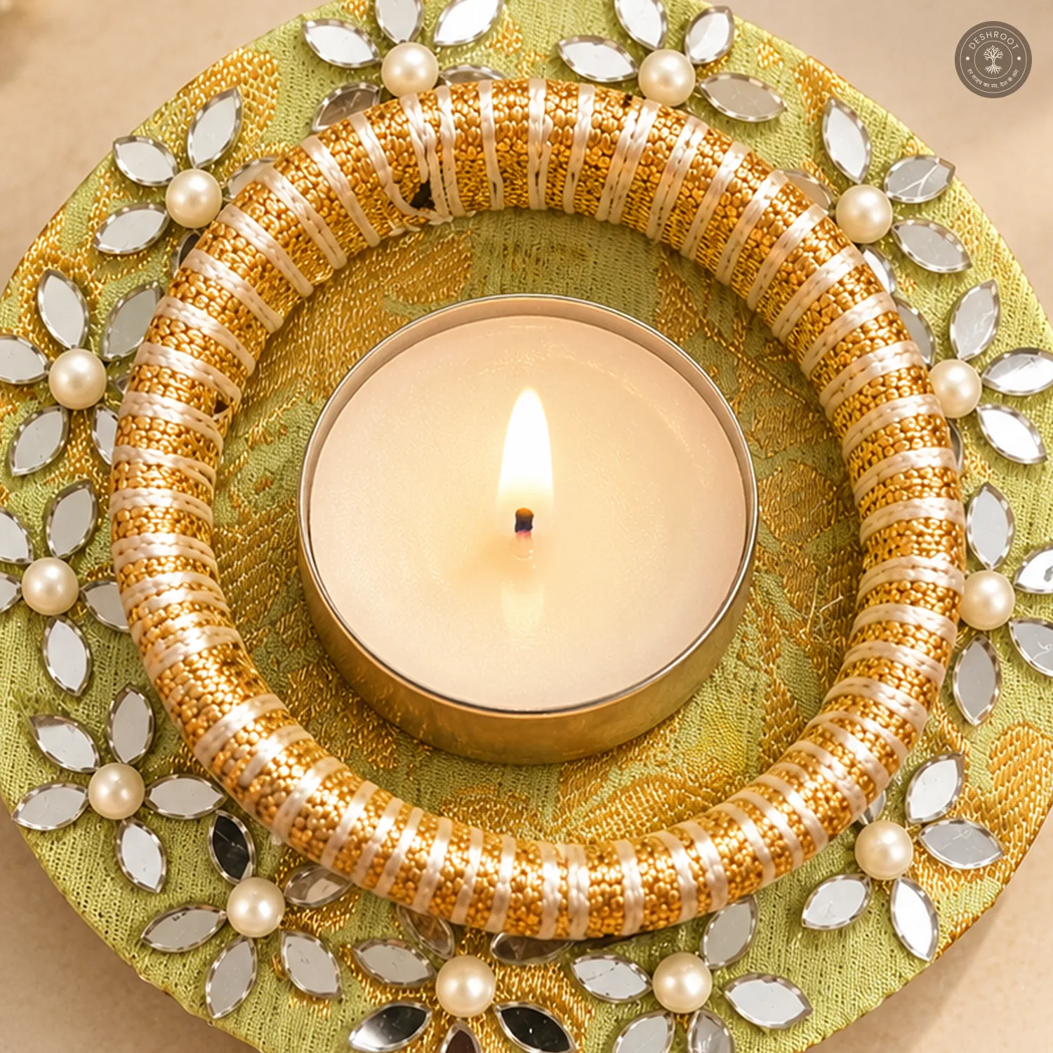 Mirror Petal Flower Tea Light Holder
