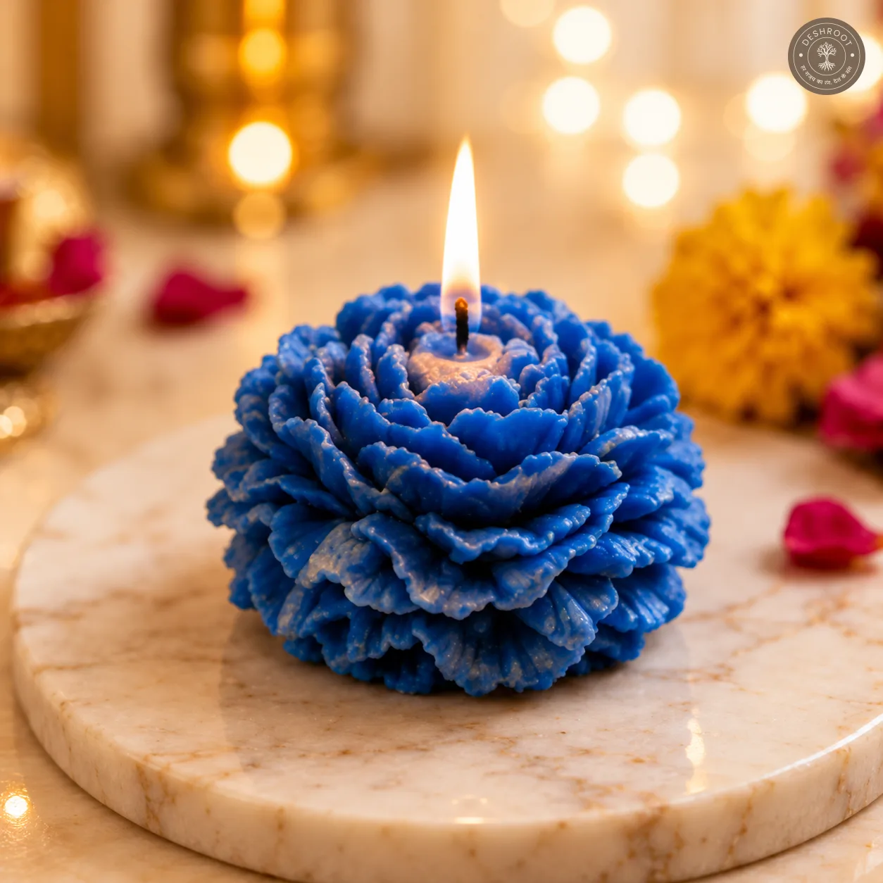 Premium Small Peony Flower Candles Set of 4 – Decorative Scented Candles for Diwali, Home Decor & Gifting