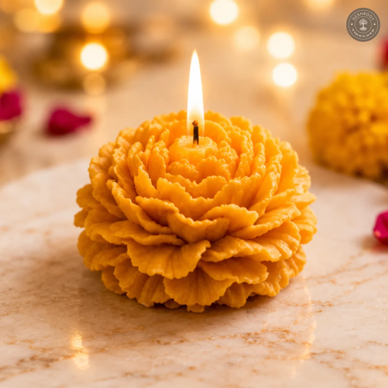 Premium Small Peony Flower Candles Set of 4 – Decorative Scented Candles for Diwali, Home Decor & Gifting