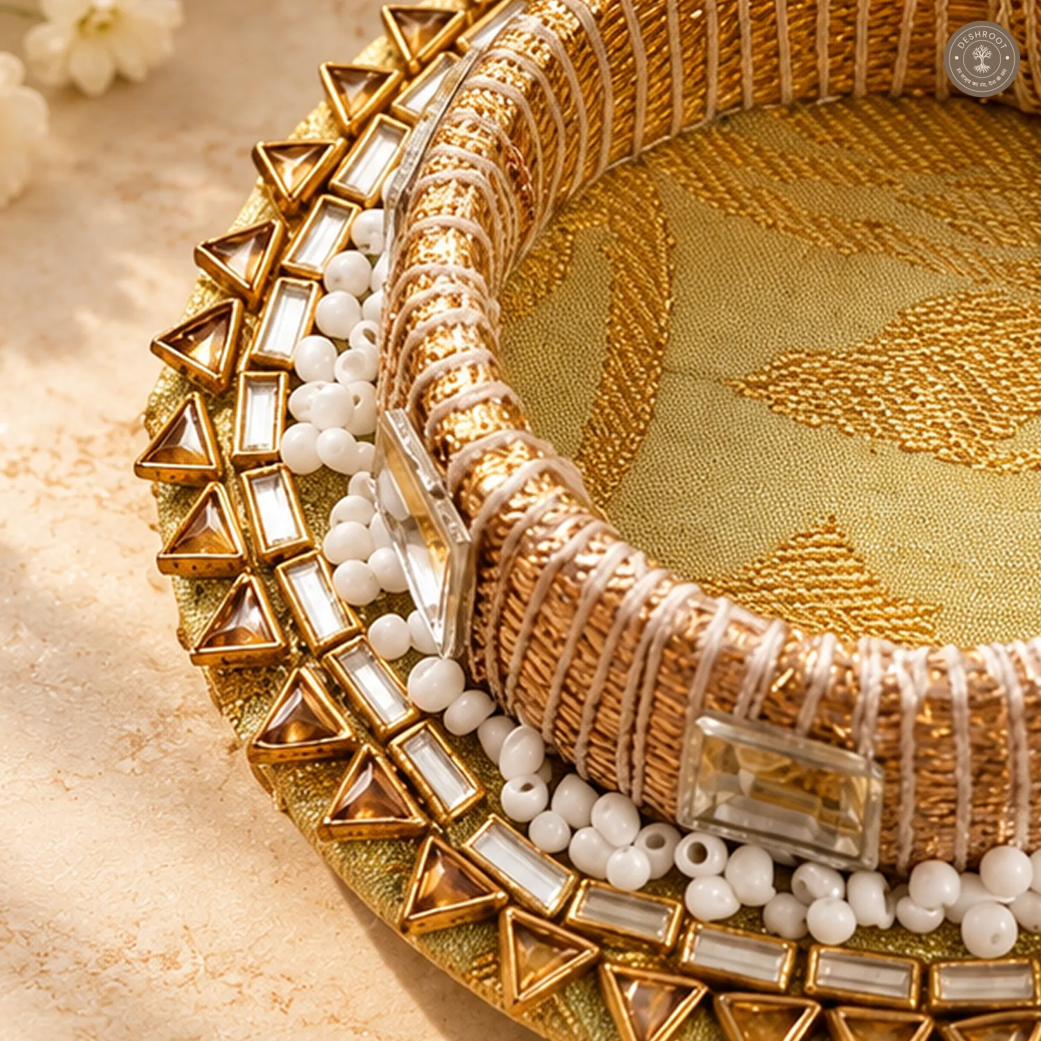 Triangle Stone Beaded Tea Light Holder