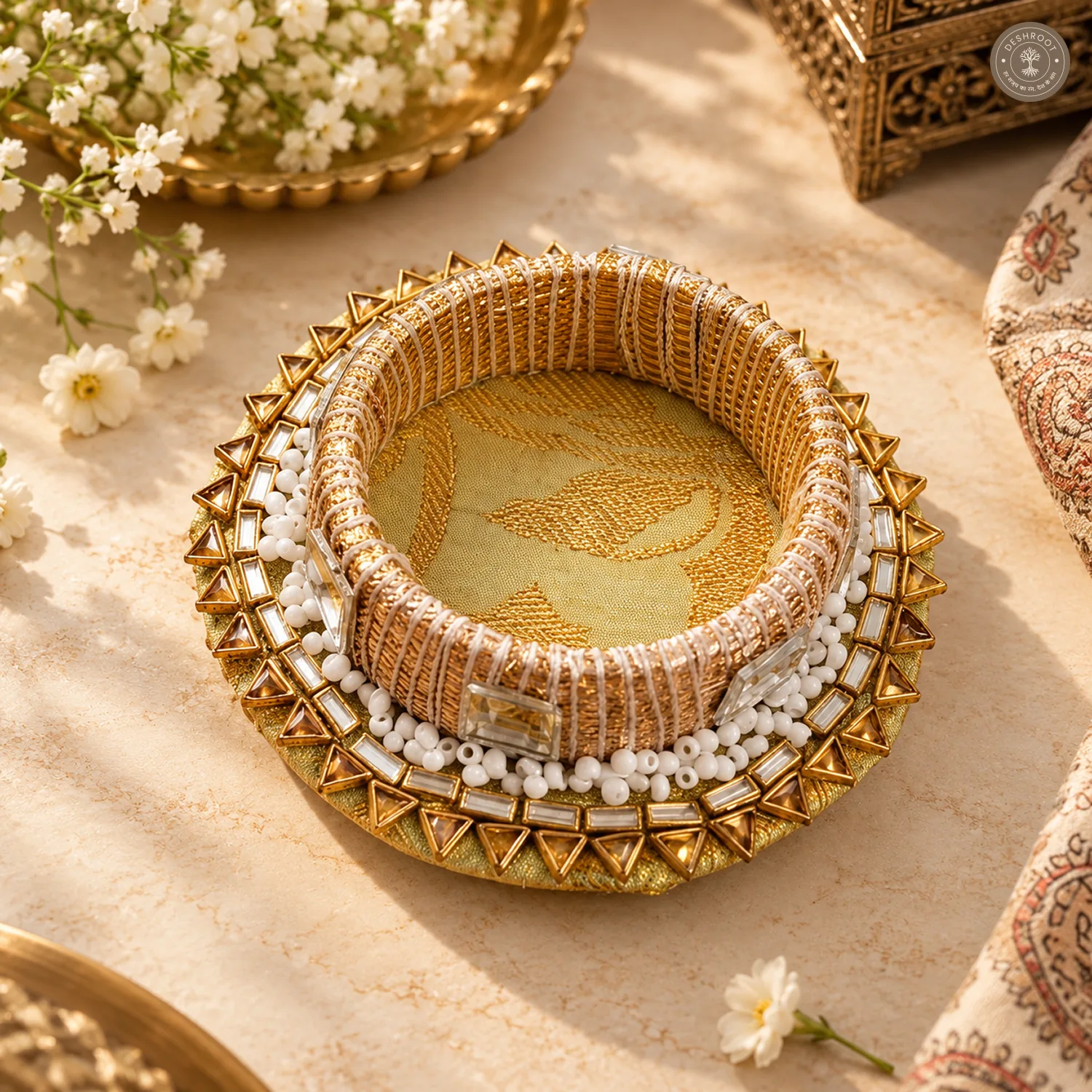 Triangle Stone Beaded Tea Light Holder