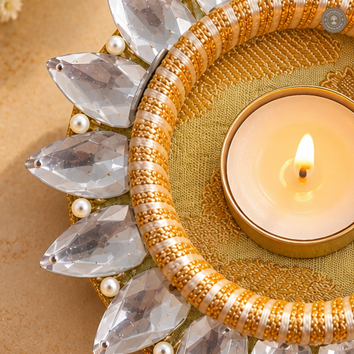 Crystal Petal Tea Light Holder