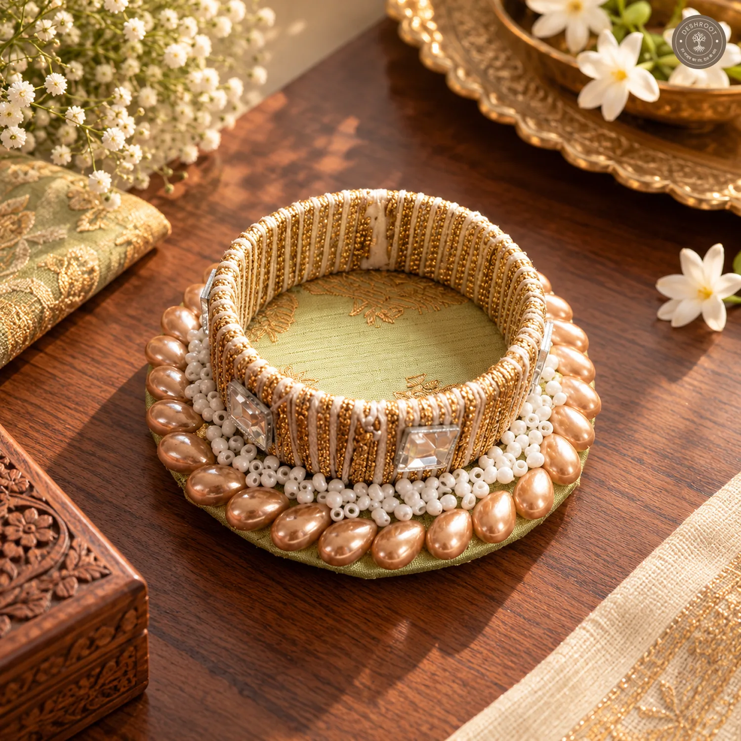 Champagne Drop Pearl Tea Light Holder