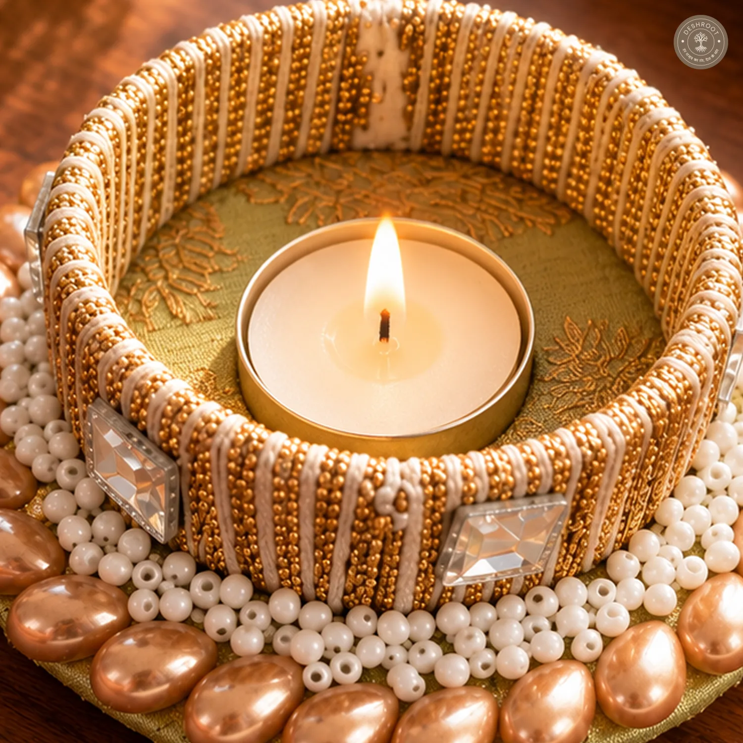 Champagne Drop Pearl Tea Light Holder