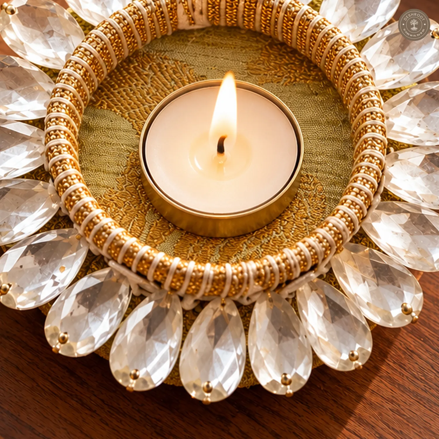 Crystal Sunburst Tea Light Holder