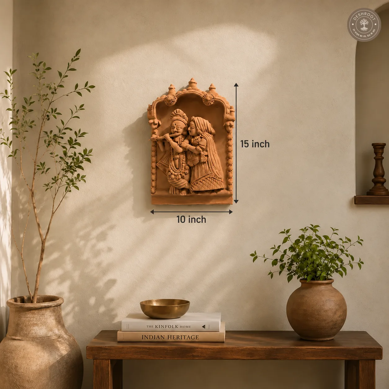 Rajasthani Handcrafted Terracotta Radha Krishna Wall Panel