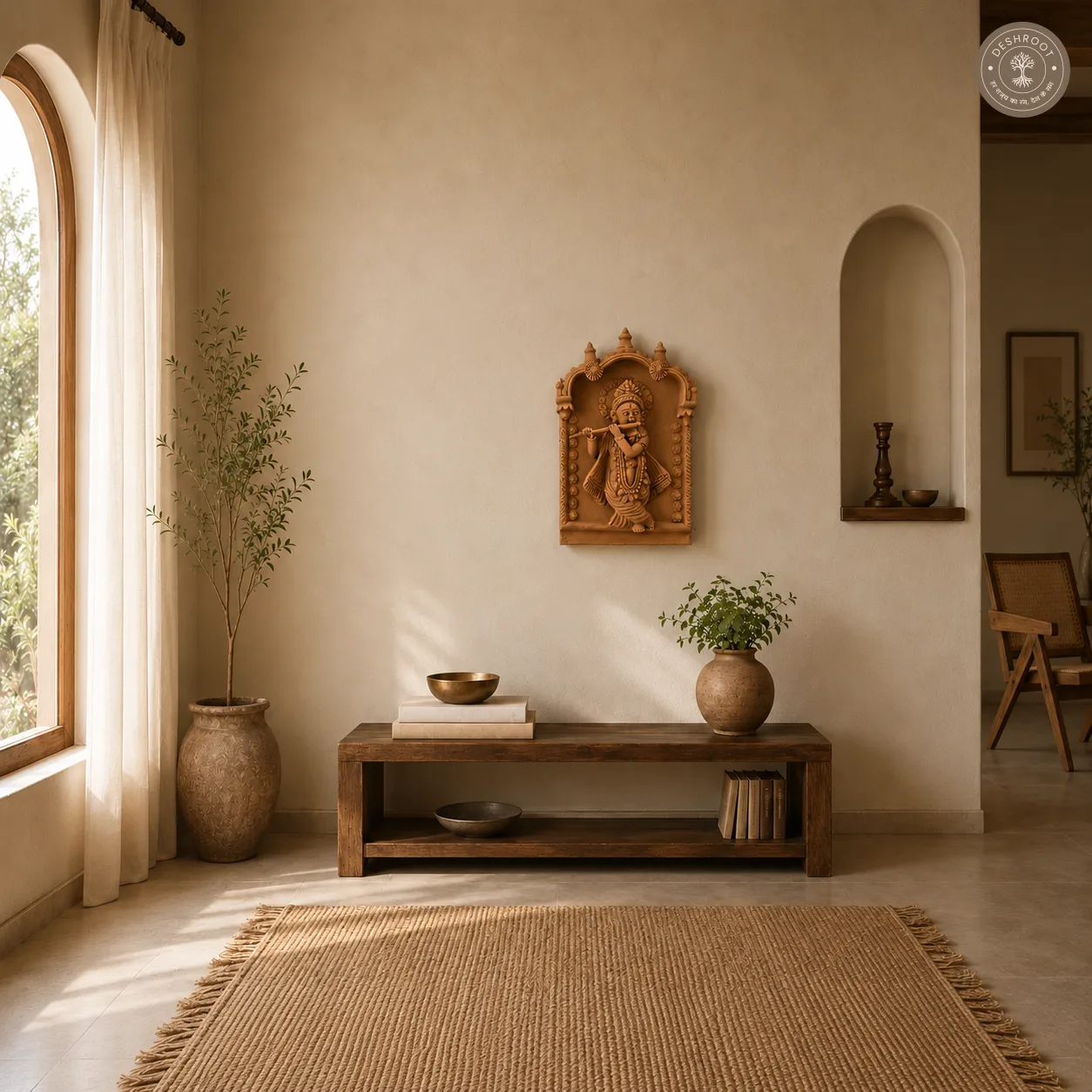 Rajasthani Handcrafted Terracotta Krishna Wall Panel
