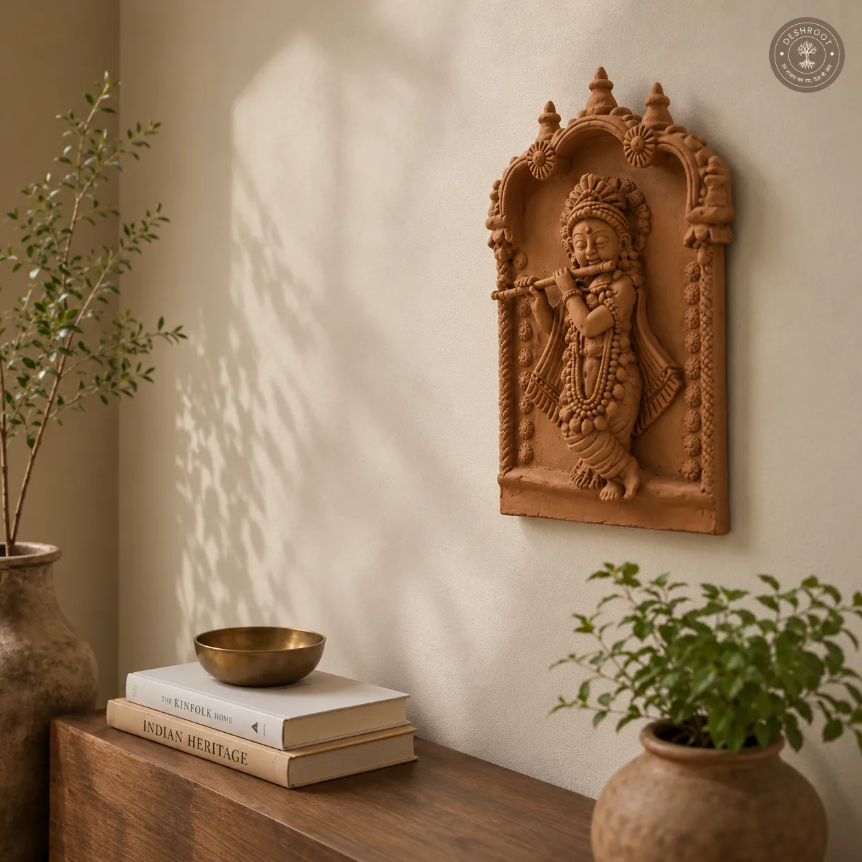 Rajasthani Handcrafted Terracotta Krishna Wall Panel