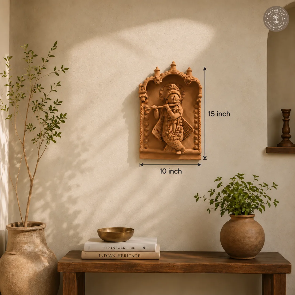Rajasthani Handcrafted Terracotta Krishna Wall Panel