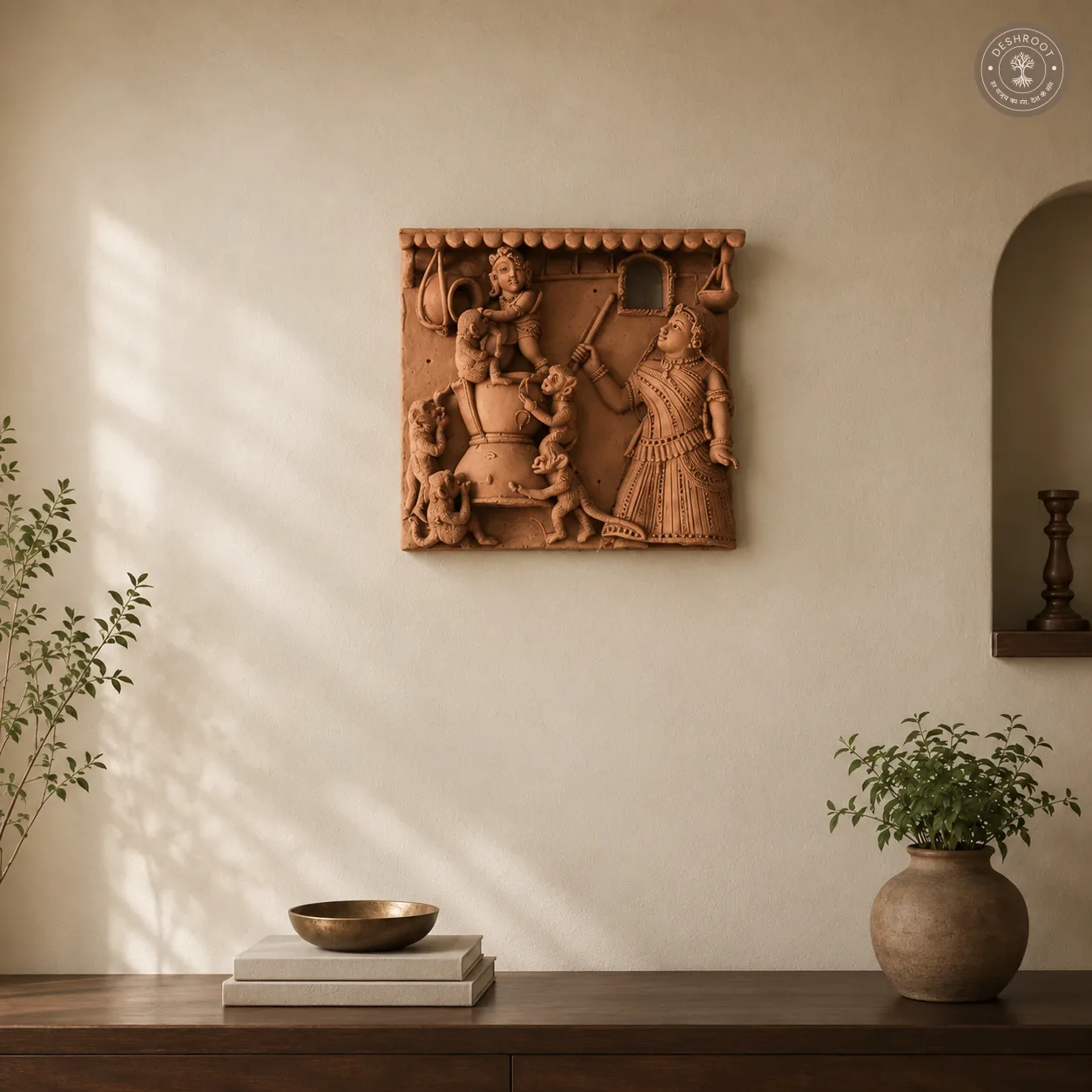 Rajasthani Handcrafted Terracotta Folk Art Wall Panel