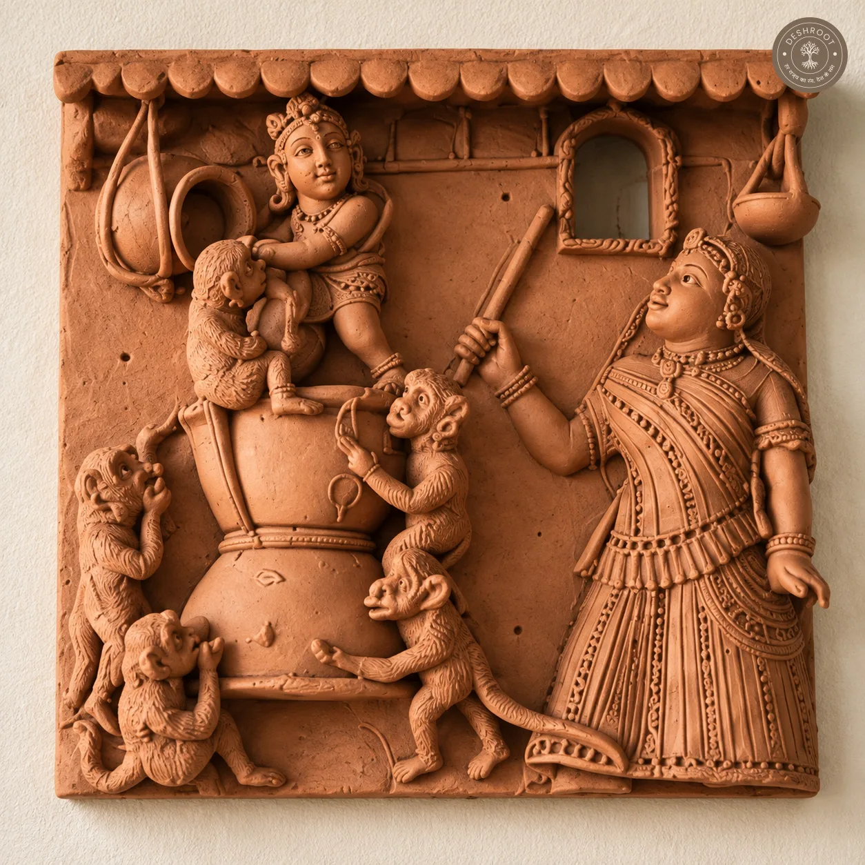 Rajasthani Handcrafted Terracotta Folk Art Wall Panel
