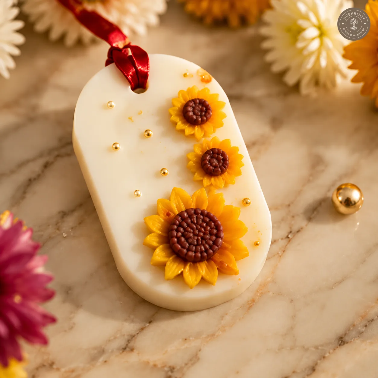 Luxury Sunflower Candle Gift Hamper with 2 Floral Wax Sachets