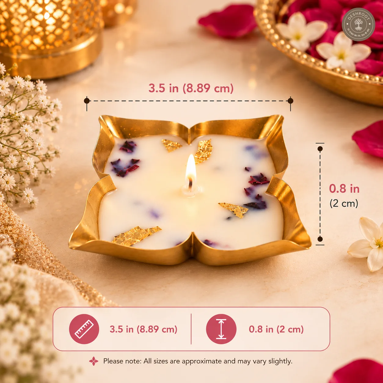 Premium Lotus Shaped Brass Urli Scented Candle