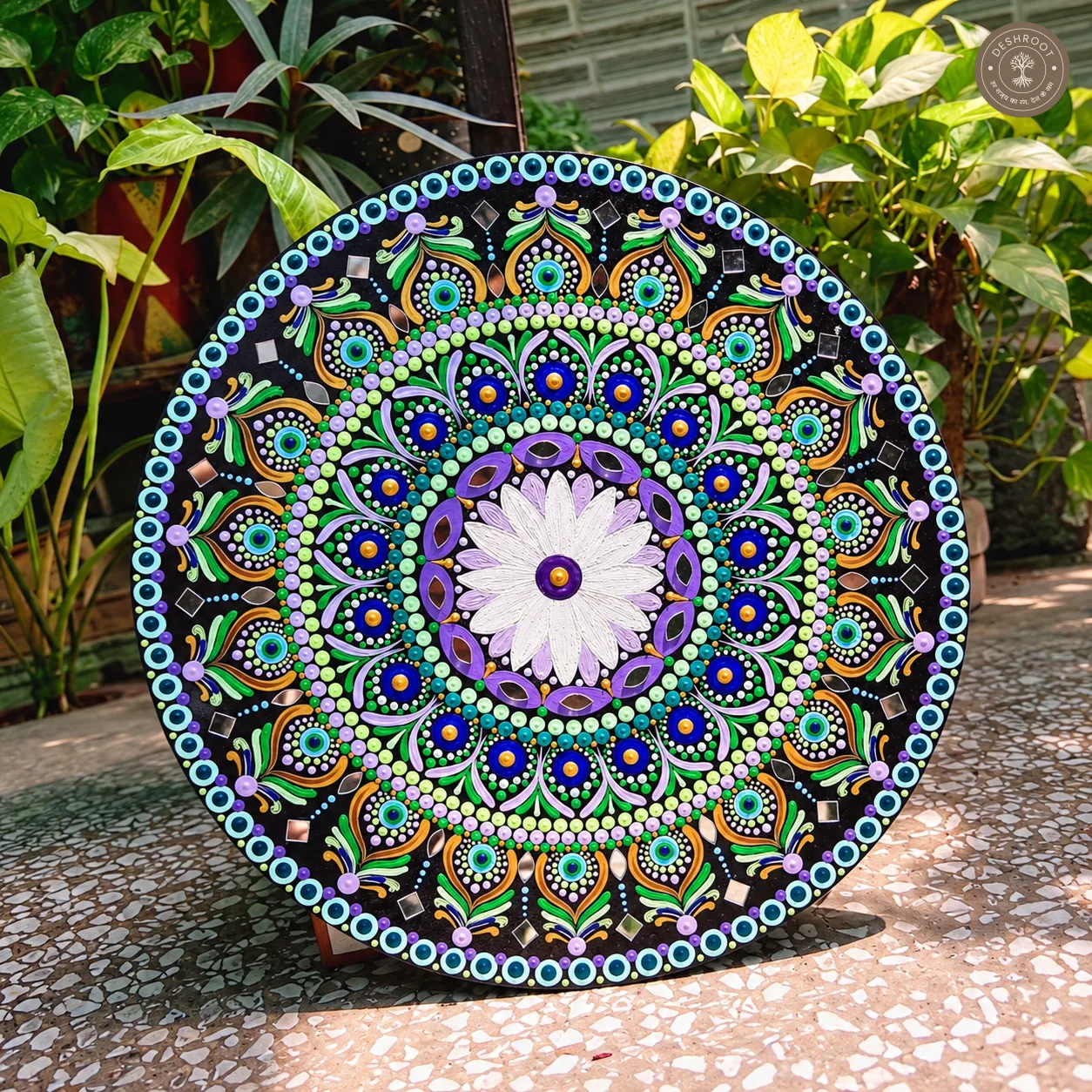 Mayur Mandala Wall Décor with Decorative Mirrors