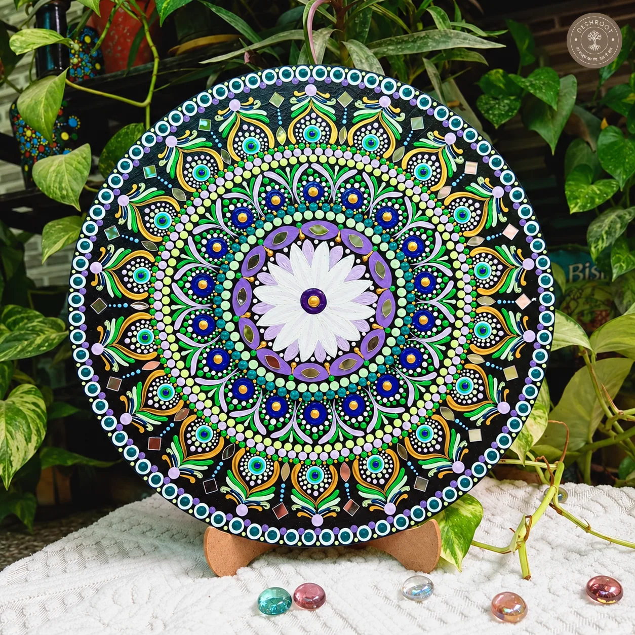 Mayur Mandala Wall Décor with Decorative Mirrors