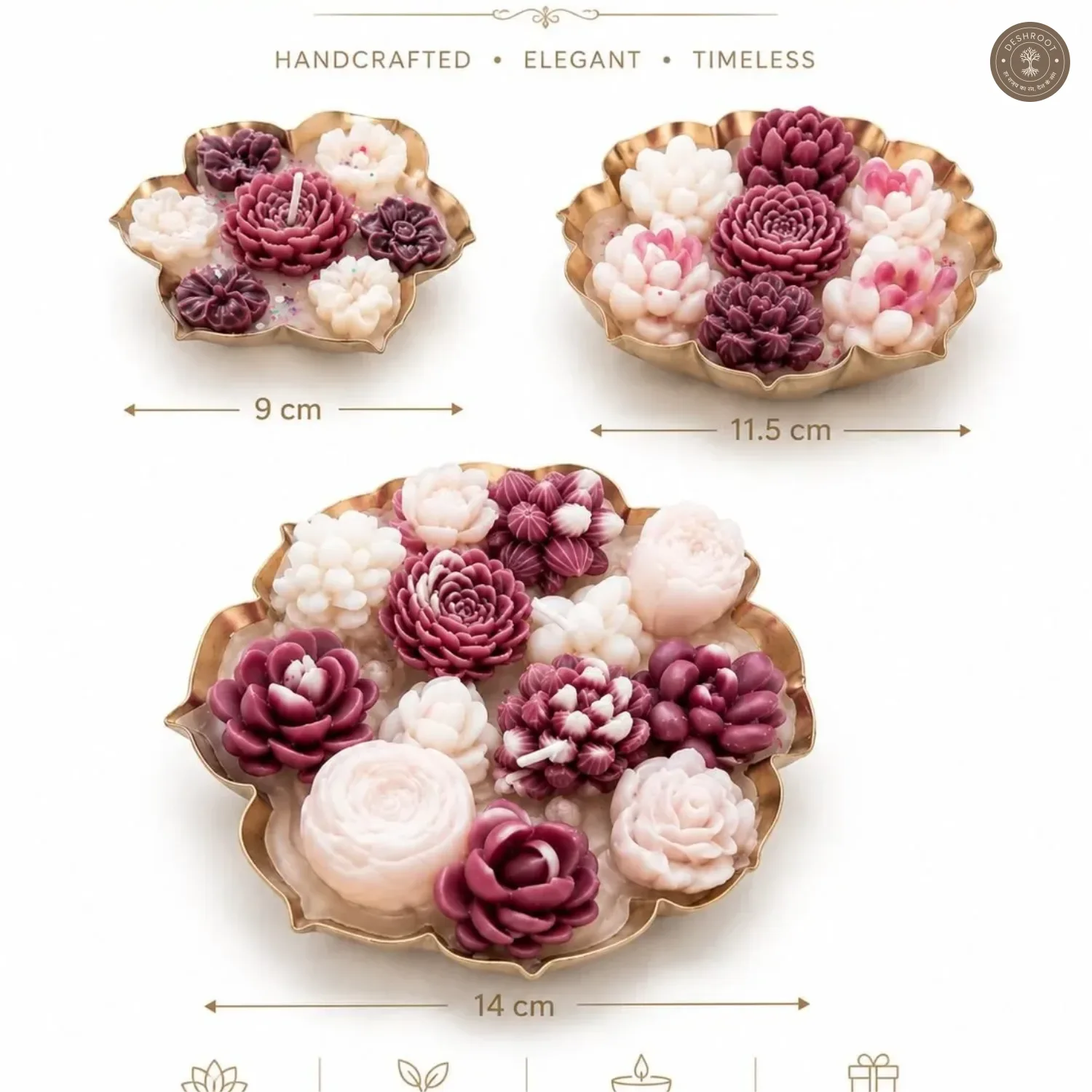 Handcrafted Floral Urli Candle Set of 3