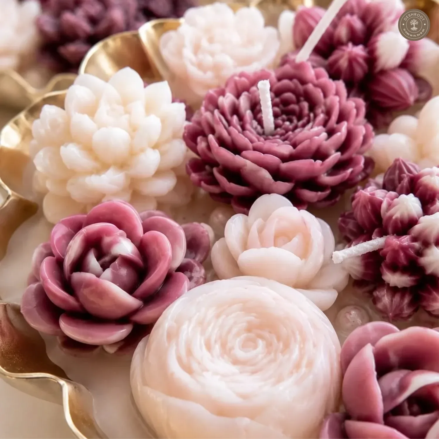 Handcrafted Floral Urli Candle Set of 3
