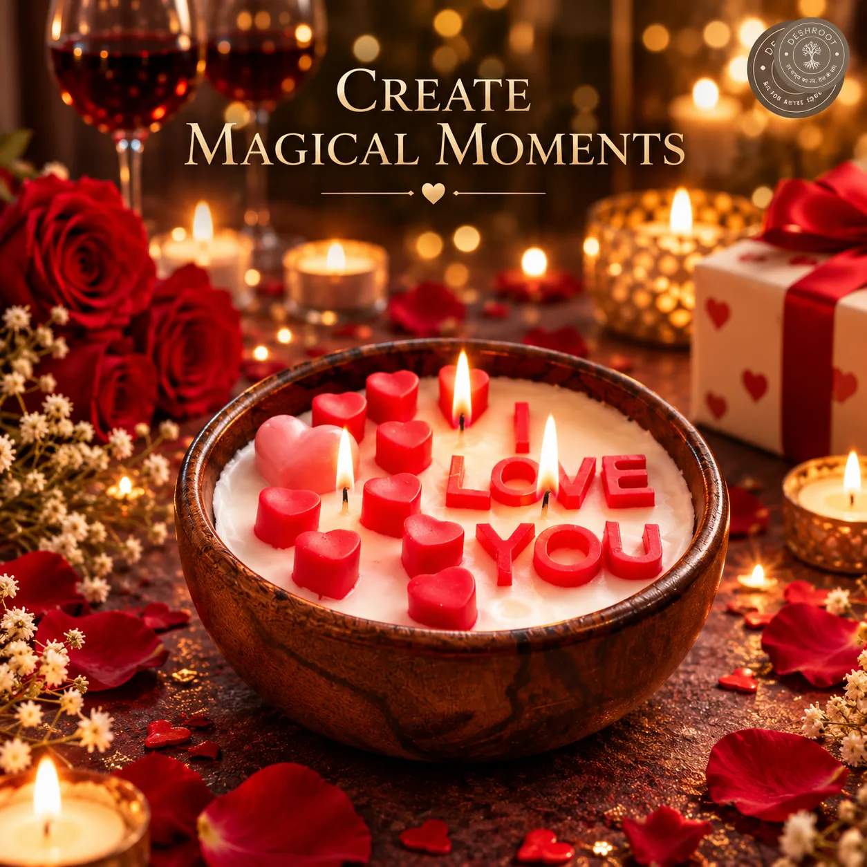 Handcrafted Wooden Urli Love Candle